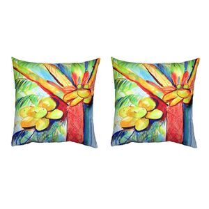 Pair of Betsy Drake Cocoa Nut Tree No Cord Pillows 18 Inch X 18 Inch